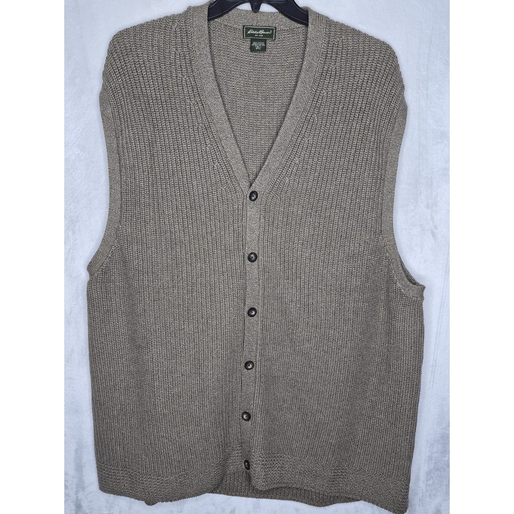 Vintage Eddie Bauer Knit Button Down Sweater Vest Mens 4XL Tall Made In Japan